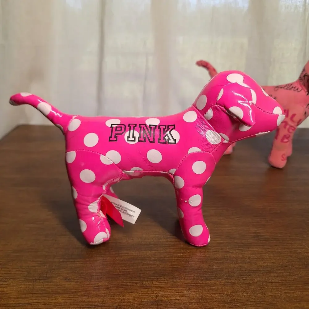 Victoria secret Pink Y2K 2000s 8" Plush dog lot bundle of 3 Vinyl polkadot 86 - Picture 5 of 10
